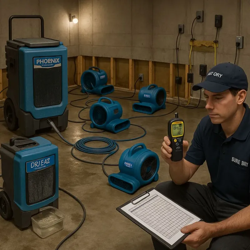 Structural Drying and Dehumidification process in Fruitland, MD